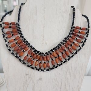 Vintage Handcrafted Brown Beaded Statement Necklace - Women Jewelry